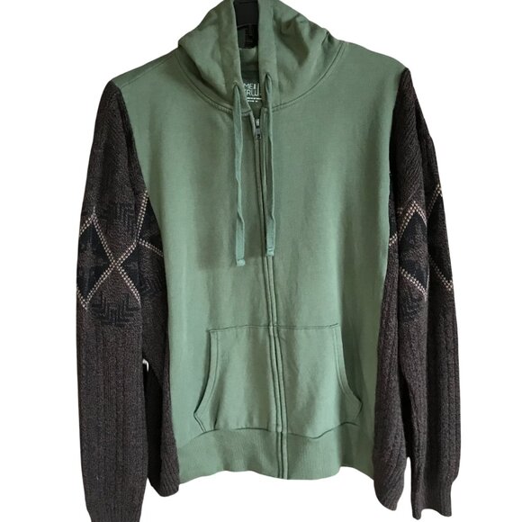 Upcycled Hoodie Sweater Sleeves, Plus Size: Sweatshirt Jacket, Diamond Pattern - Picture 1 of 11